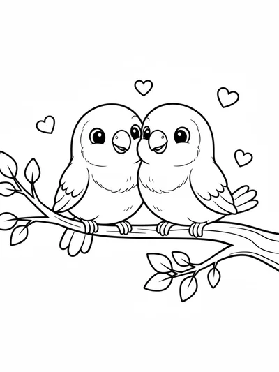 Love Birds on Branch