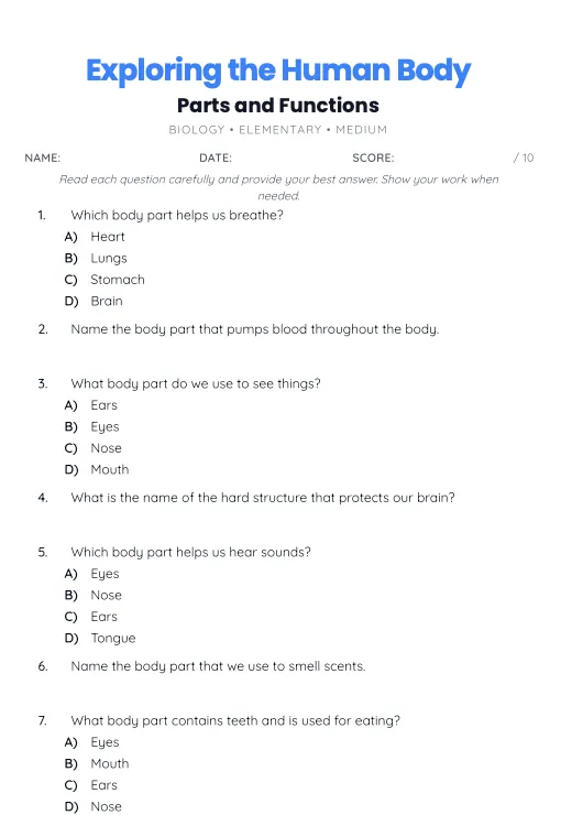 Any Grade — Any Subject Worksheets example 3