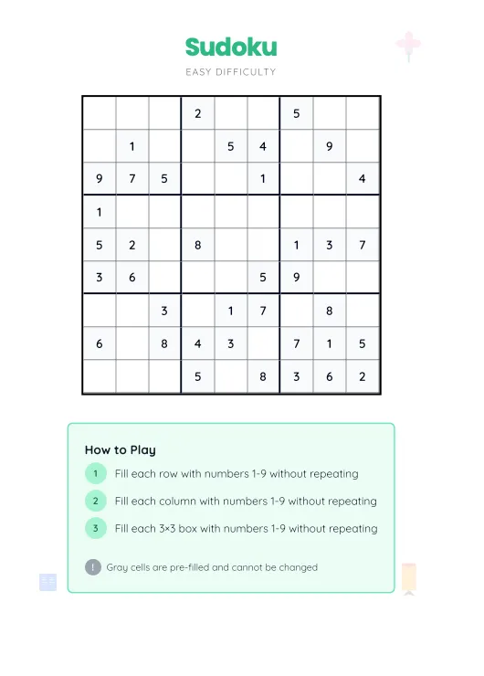 Sudoku Puzzles example 1