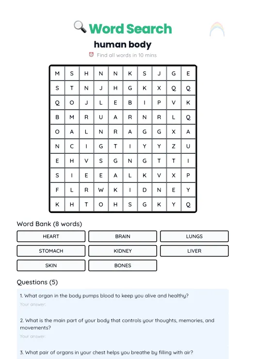 Word Search Puzzles example 2